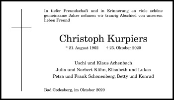 Anzeige von Christoph Kurpiers von General-Anzeiger Bonn