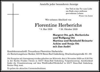 Anzeige von Florentine Herberichs von General-Anzeiger Bonn