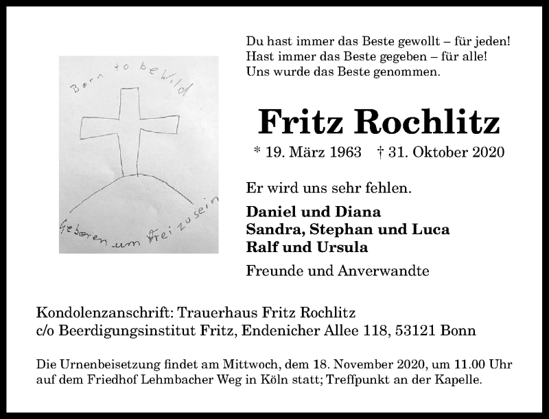  Traueranzeige für Fritz Rochlitz vom 14.11.2020 aus General-Anzeiger Bonn