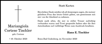 Anzeige von Mariangiola Cortese Tischler von General-Anzeiger Bonn