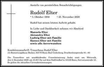 Anzeige von Rudolf Elter von General-Anzeiger Bonn