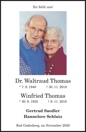 Anzeige von Waltraud Thomas von General-Anzeiger Bonn