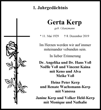 Anzeige von Gerta Kerp von General-Anzeiger Bonn