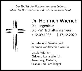 Anzeige von Heinrich Wierich von General-Anzeiger Bonn