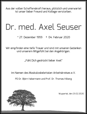Anzeige von Axel Seuser von General-Anzeiger Bonn