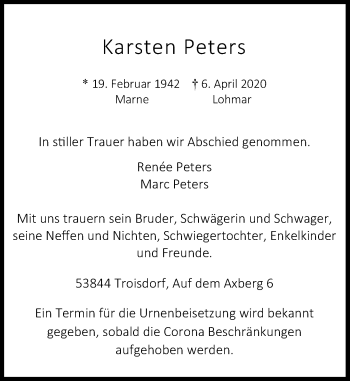 Anzeige von Karsten Peters von General-Anzeiger Bonn