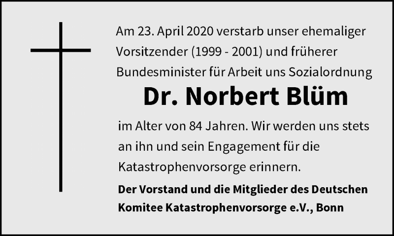  Traueranzeige für Norbert Blüm vom 30.04.2020 aus General-Anzeiger Bonn