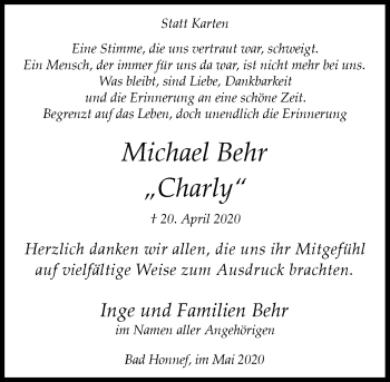 Anzeige von Michael Behr von General-Anzeiger Bonn