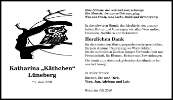 Anzeige von Katharina Lüneberg von General-Anzeiger Bonn