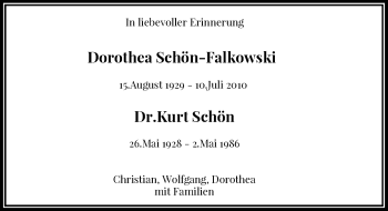 Anzeige von Dorothea Schön-Falkowski von General-Anzeiger Bonn