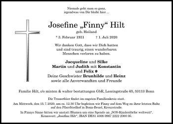 Anzeige von Josefine  Hilt von General-Anzeiger Bonn