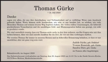 Anzeige von Thomas Gürke von General-Anzeiger Bonn