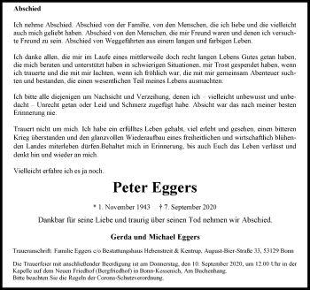 Anzeige von Peter Eggers von General-Anzeiger Bonn