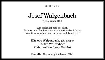 Anzeige von Josef Walgenbach von General-Anzeiger Bonn