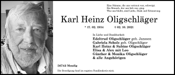 Anzeige von Karl Heinz Oligschläger von General-Anzeiger Bonn