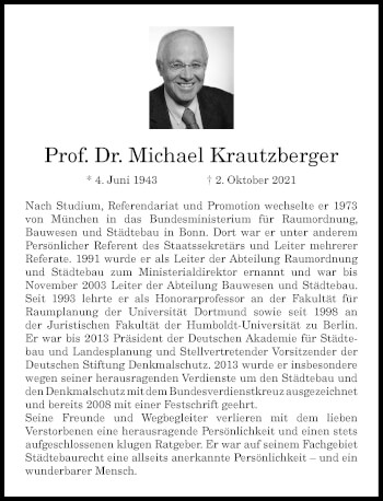 Anzeige von Michael Krautzberger von General-Anzeiger Bonn