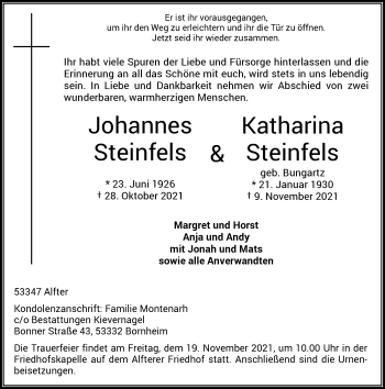 Anzeige von Katharina Steinfels von General-Anzeiger Bonn