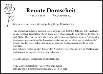 Anzeige von Renate Domscheit von General-Anzeiger Bonn