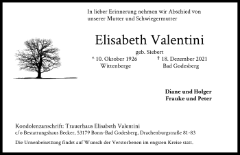 Anzeige von Elisabeth Valentini von General-Anzeiger Bonn