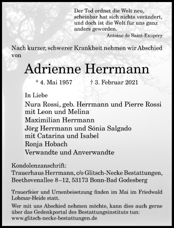 Anzeige von Adrienne Herrmann von General-Anzeiger Bonn