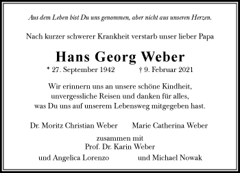 Anzeige von Hans Georg Weber von General-Anzeiger Bonn