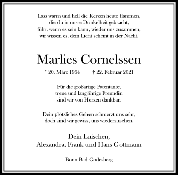 Anzeige von Marlies Comelssen von General-Anzeiger Bonn