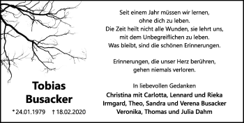 Anzeige von Tobias Busacker von General-Anzeiger Bonn
