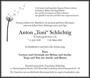 Anzeige von Anton Schlichtig von General-Anzeiger Bonn