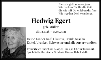 Anzeige von Hedwig Egert von General-Anzeiger Bonn