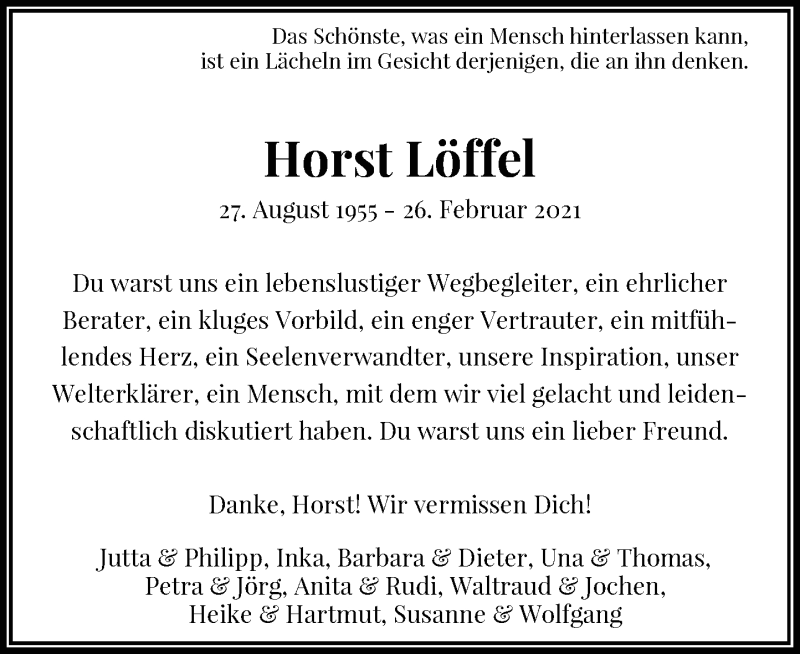  Traueranzeige für Horst Löffel vom 05.03.2021 aus General-Anzeiger Bonn