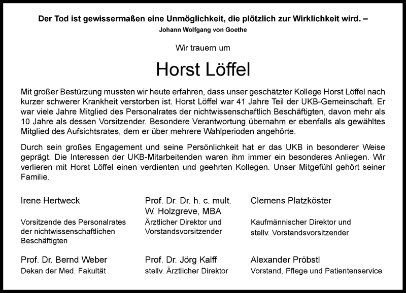  Traueranzeige für Horst Löffel vom 03.03.2021 aus General-Anzeiger Bonn