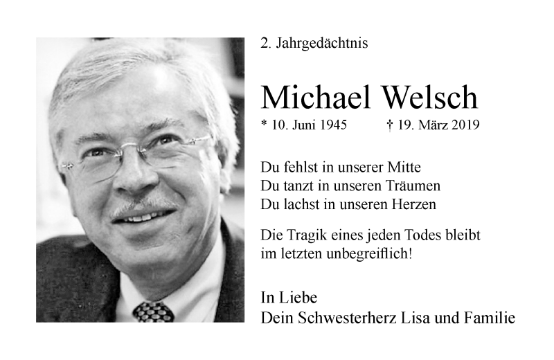  Traueranzeige für Michael Welsch vom 13.03.2021 aus General-Anzeiger Bonn