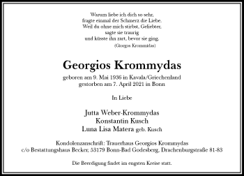 Anzeige von Georgios Krommydas von General-Anzeiger Bonn