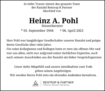Anzeige von Heinz A. Pohl von General-Anzeiger Bonn