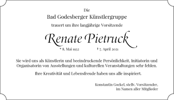 Anzeige von Renate Pietruck von General-Anzeiger Bonn