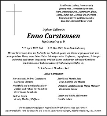 Anzeige von Enno Carstensen von General-Anzeiger Bonn