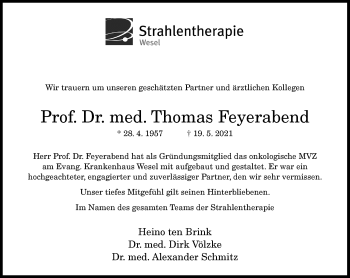 Anzeige von Thomas Feyerabend von General-Anzeiger Bonn