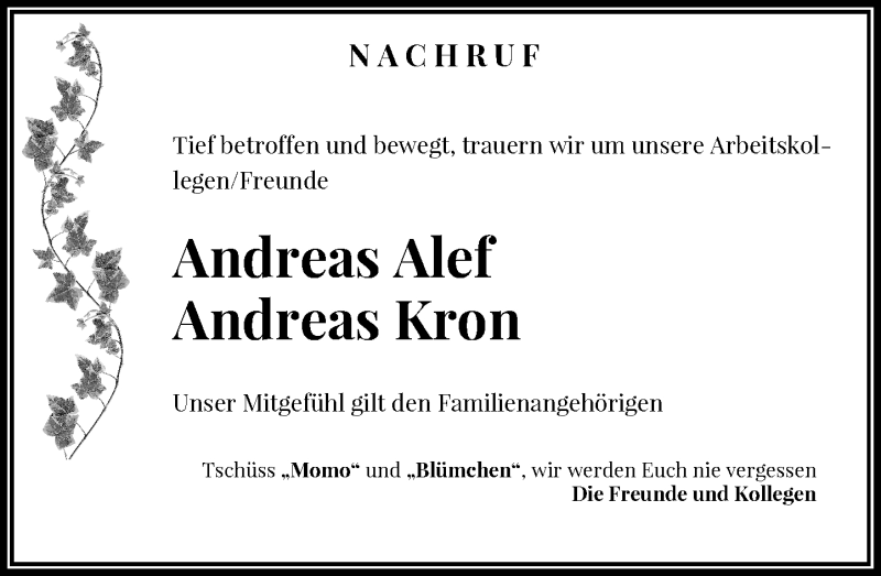 Traueranzeige für Andreas Alef vom 17.06.2021 aus General-Anzeiger Bonn