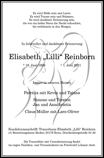 Anzeige von Elisabeth Reinborn von General-Anzeiger Bonn