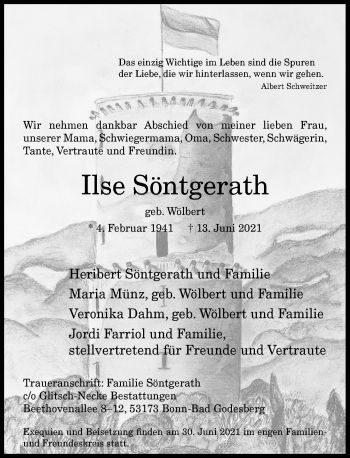 Anzeige von Ilse Söntgerath von General-Anzeiger Bonn