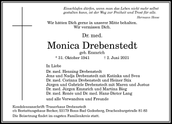 Anzeige von Monica Drebenstedt von General-Anzeiger Bonn