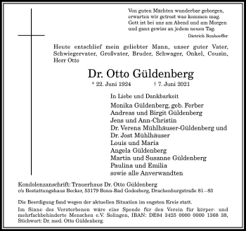Anzeige von Otto Güldenberg von General-Anzeiger Bonn