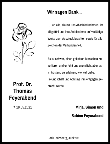 Anzeige von Thomas Feyerabend von General-Anzeiger Bonn