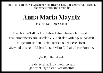 Anzeige von Anna Maria Mayntz von General-Anzeiger Bonn