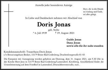 Anzeige von Doris Jonas von General-Anzeiger Bonn