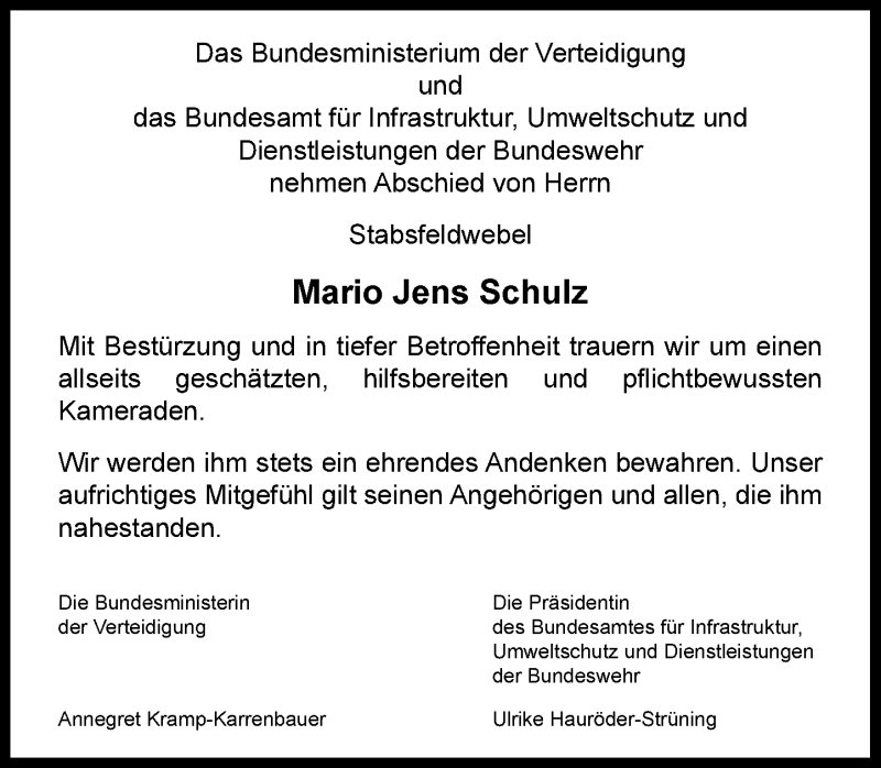  Traueranzeige für Mario Jens Schulz vom 28.08.2021 aus General-Anzeiger Bonn