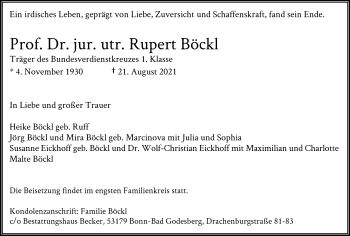 Anzeige von Rupert Böckl von General-Anzeiger Bonn