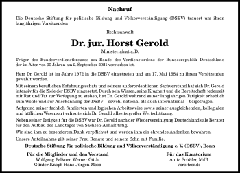 Anzeige von Horst Gerold von General-Anzeiger Bonn