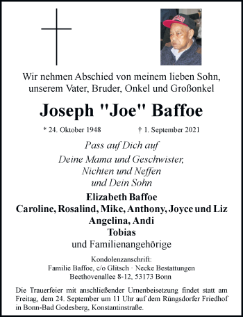 Anzeige von Joseph  Baffoe von General-Anzeiger Bonn