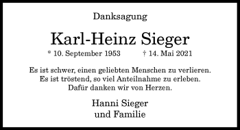 Anzeige von Karl-Heinz Sieger von General-Anzeiger Bonn